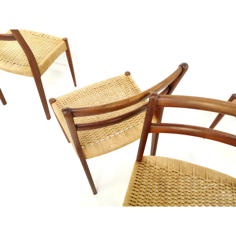 Set of 4 Vintage Teak Papercord Dining Chairs by Soren Ladefoged for SL Mobler, 1960s