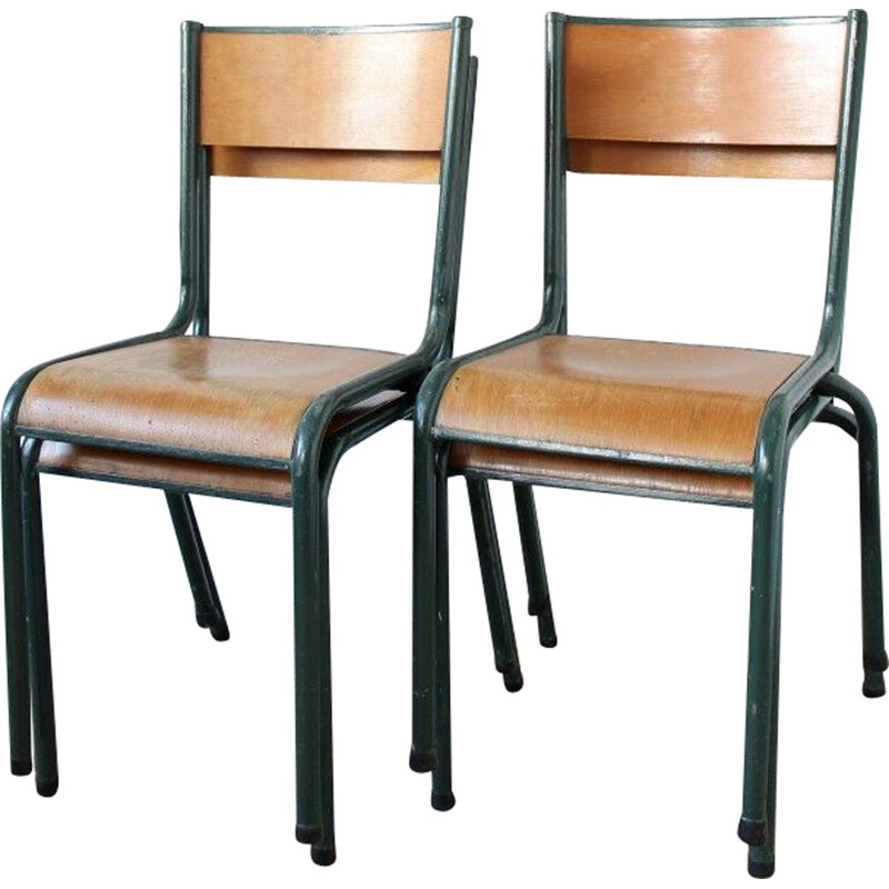 Set of 4 vintage Green chairs type 510 by Mullca, 1960s