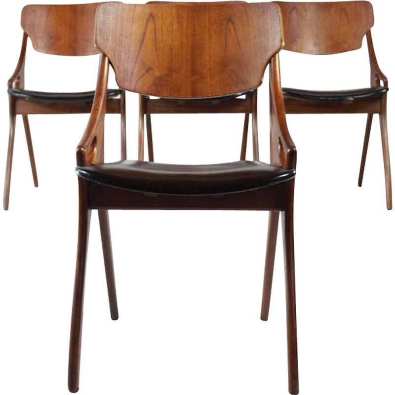 Ensemble de 4 chaises à repas vintage par Arne Hovmand Olsen pour Mogens Kold, 1960