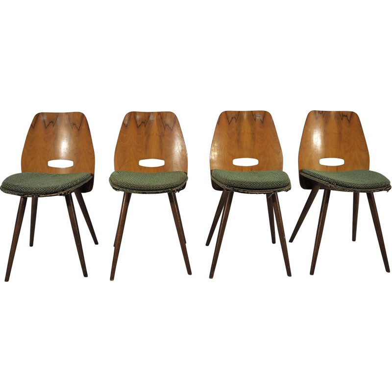 Set of 5 vintage Dining Chairs and Table from Tatra, 1960s