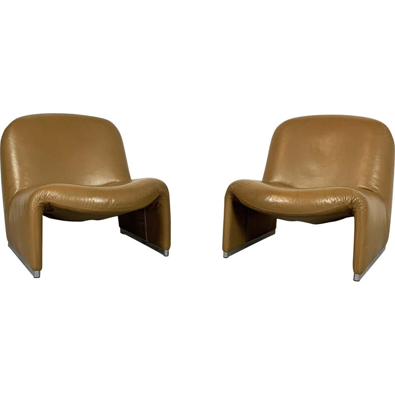 Pair of vintage Camel Alky Lounge Chairs by Giancarlo Piretti for Castelli, 1970s