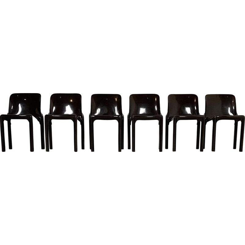 Set of 4 vintage Gaudi Armchairs and 6 Selene Chairs by Vico Magistretti for Artemide, 1970s