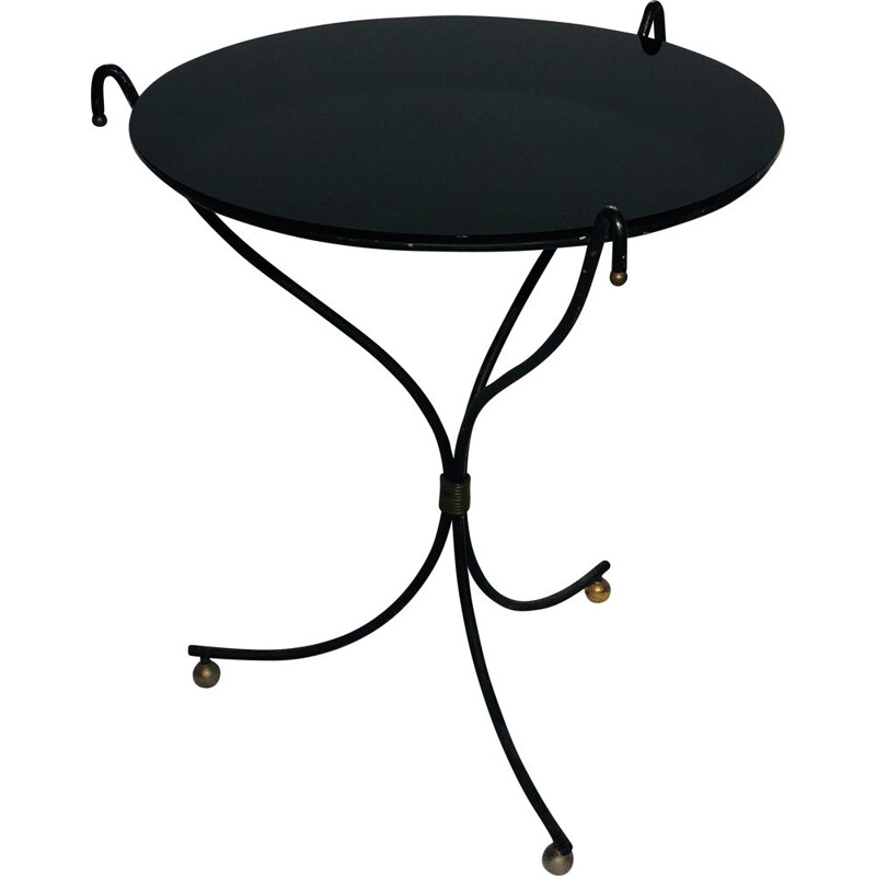 Glass and wrought iron side table