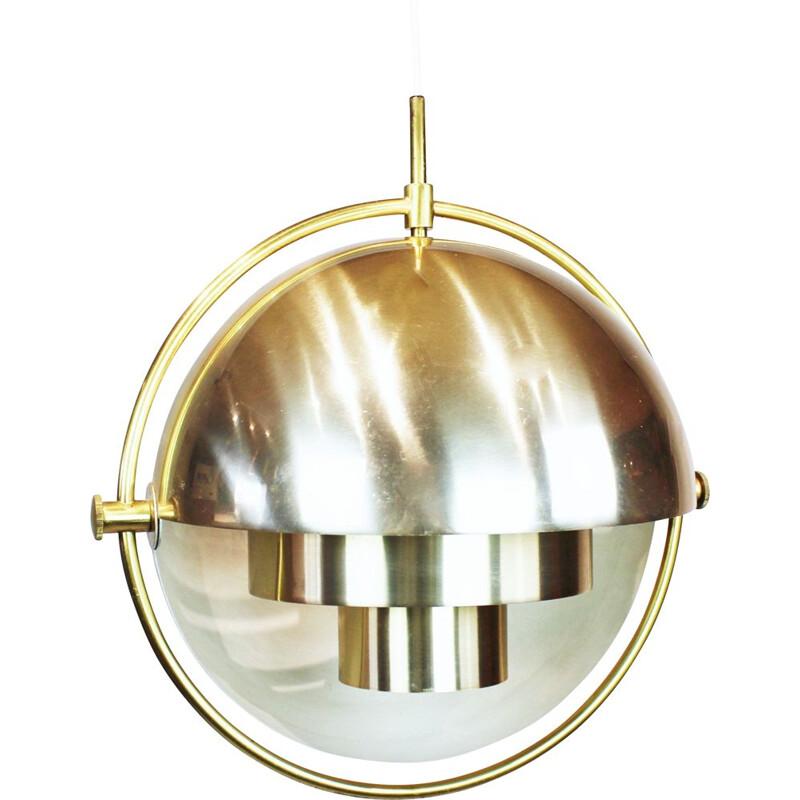 Vintage brass pendant light by Louis Weisdorf from Lyfa, 1960s