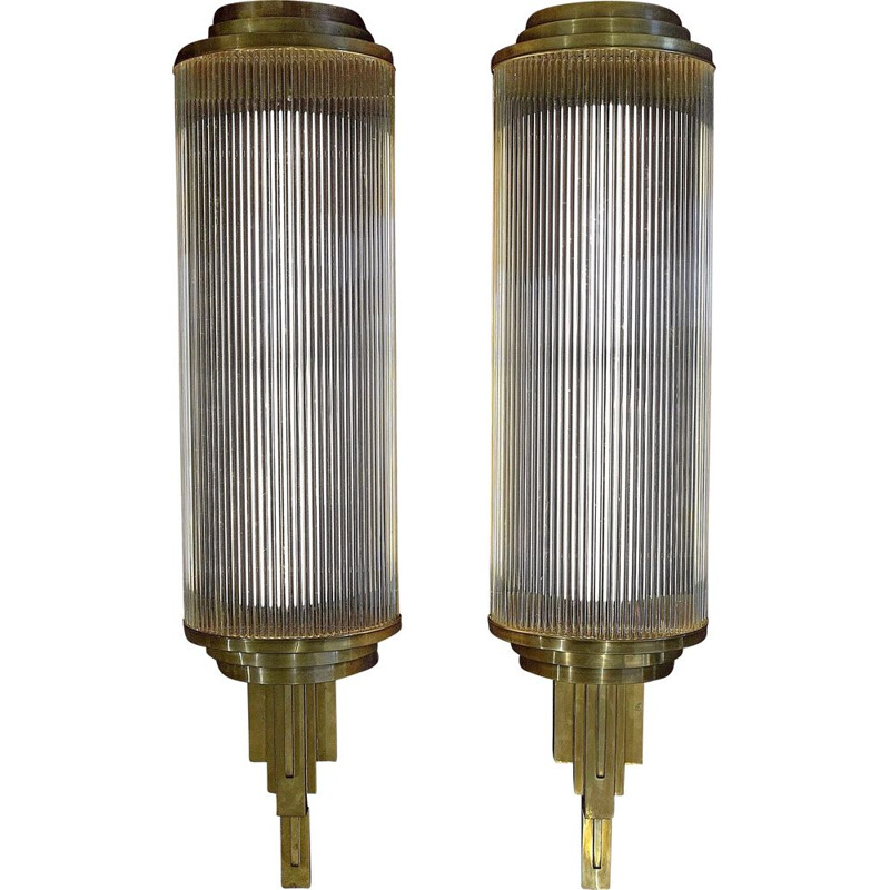 Pair of vintage Art Deco movie wall lamps, 1925