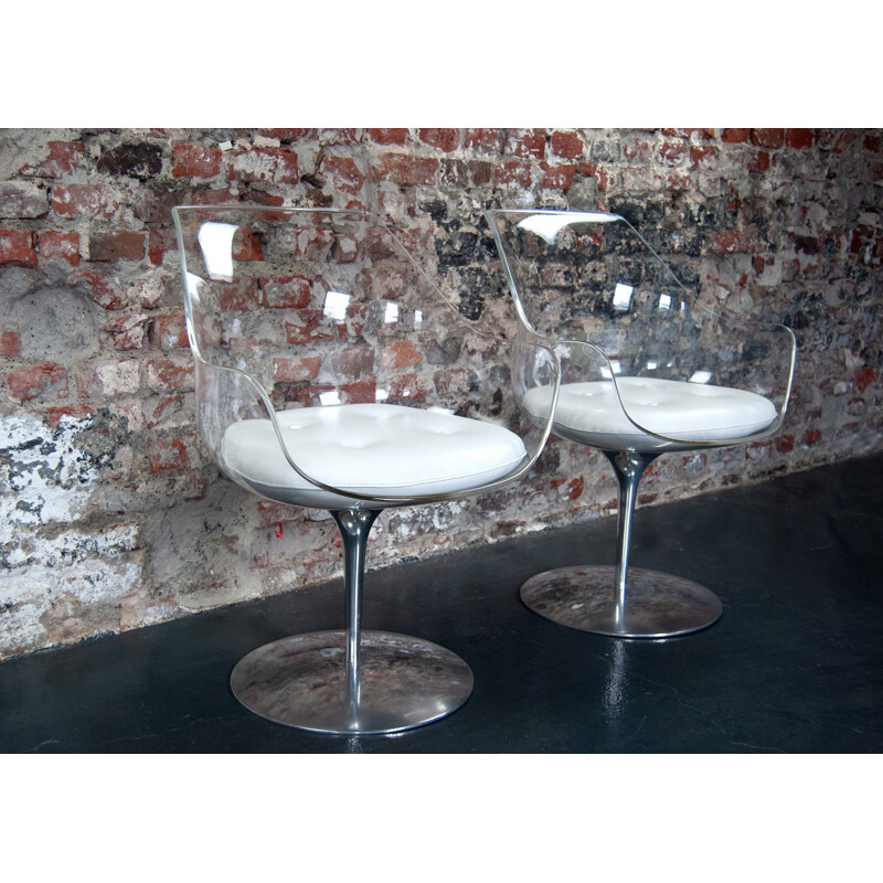 Set of vintage Champagne Chairs by Erwin & Estelle Laverne for Formes Nouvelles, 1960s