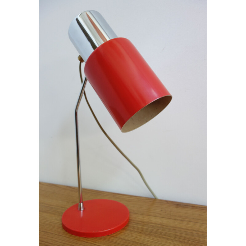 Lampada da tavolo vintage rossa e cromata modello 1636 di Josef Hurka per Napako, 1960