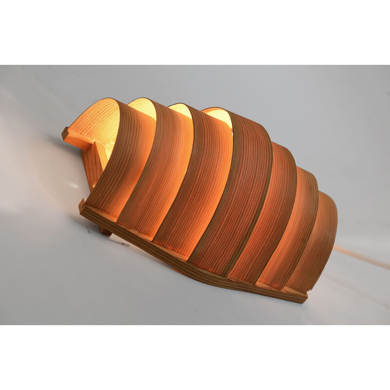 Vintage Pine veneer wall light by Hans-Agne Jakobsson for Ellysett AB, Sweden, 1960s