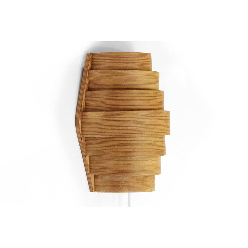 Vintage Pine veneer wall light by Hans-Agne Jakobsson for Ellysett AB, Sweden, 1960s