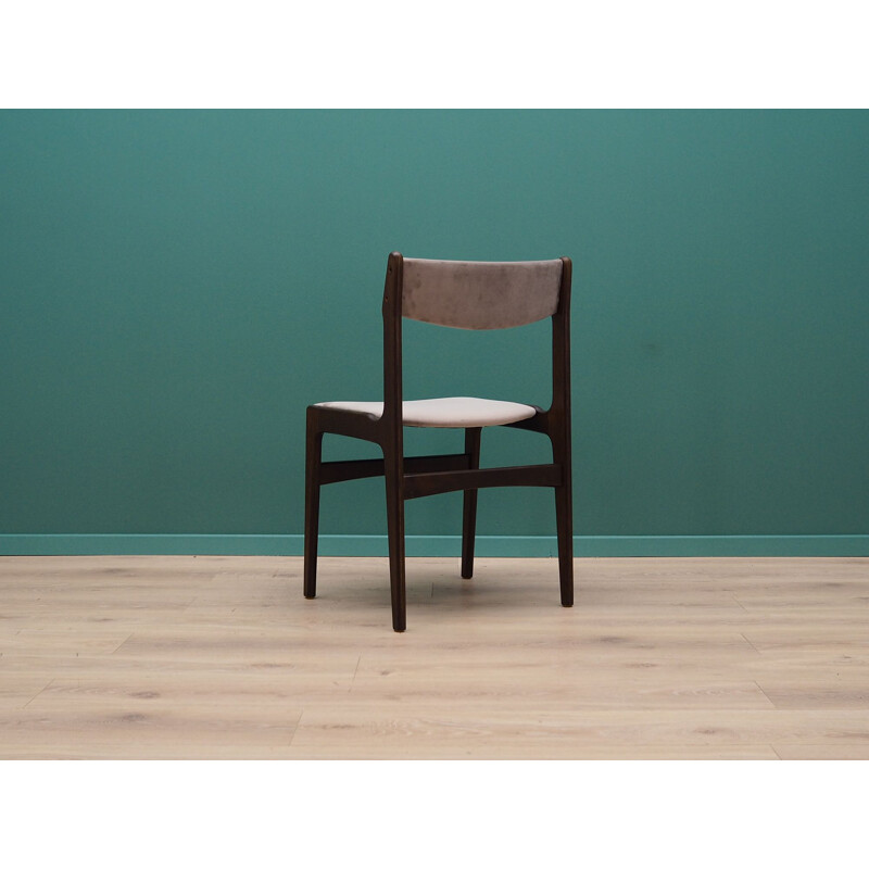 Ensemble de 6 chaises vintage en chêne et velours, 1960-70