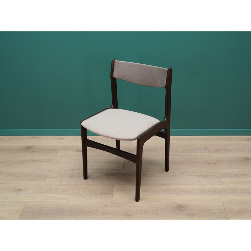 Ensemble de 6 chaises vintage en chêne et velours, 1960-70