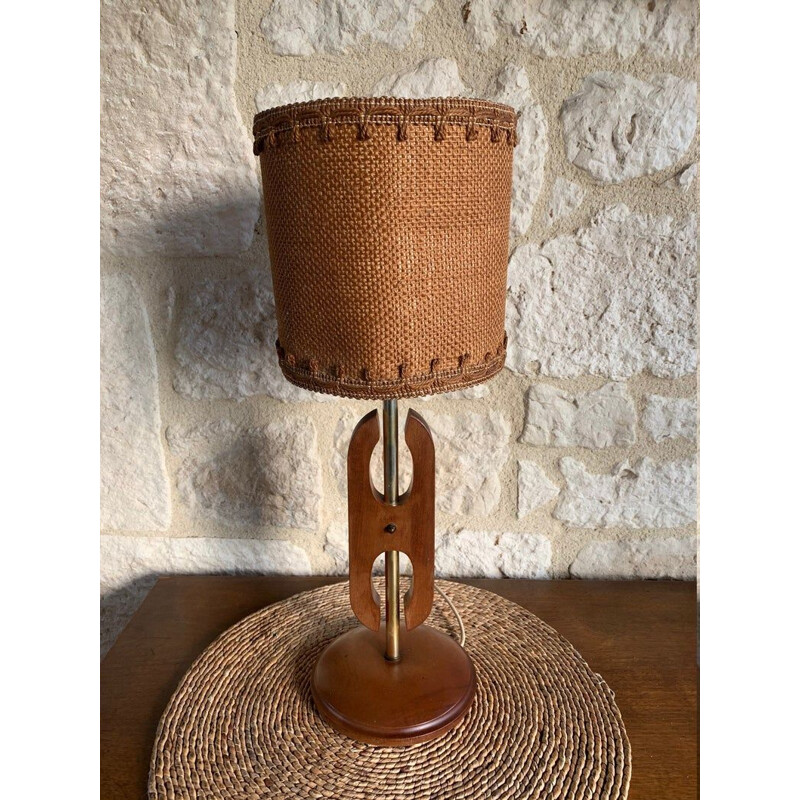 Vintage scandinavian teak lamp, 1960s