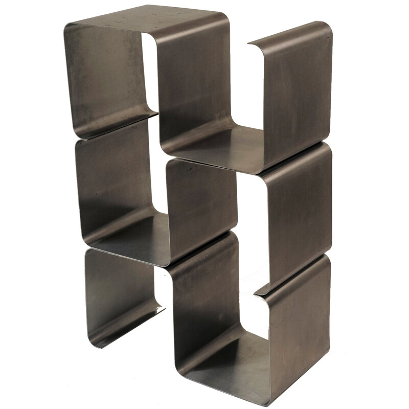 Set of 3 Kappa stainless steel shelves - 1970s