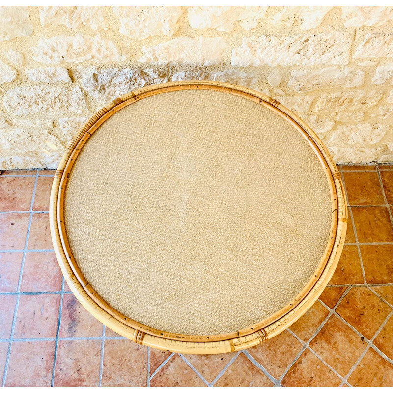 Vintage bamboo and rattan coffee table, France, 1960s
