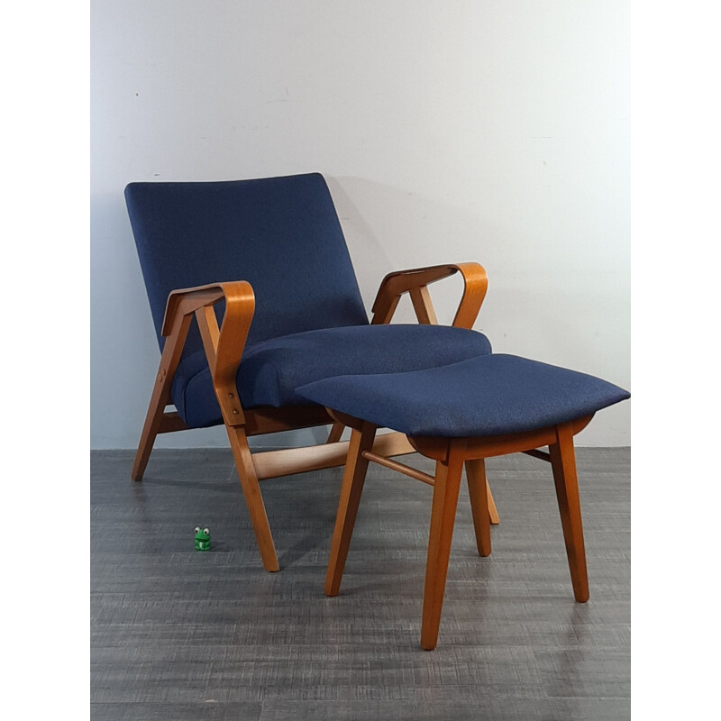 Fauteuil avec ottoman vintage de Frantisek Jiràk par TATRA, 1960