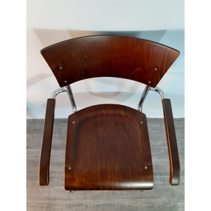 Pair of vintage walnut chairs model Fn6 by Mart Stam by Mucke Melder, Czechoslovakia 1930