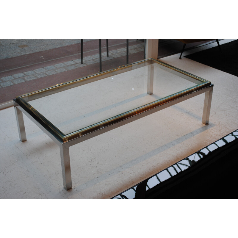 Table basse en verre et métal - 1970
