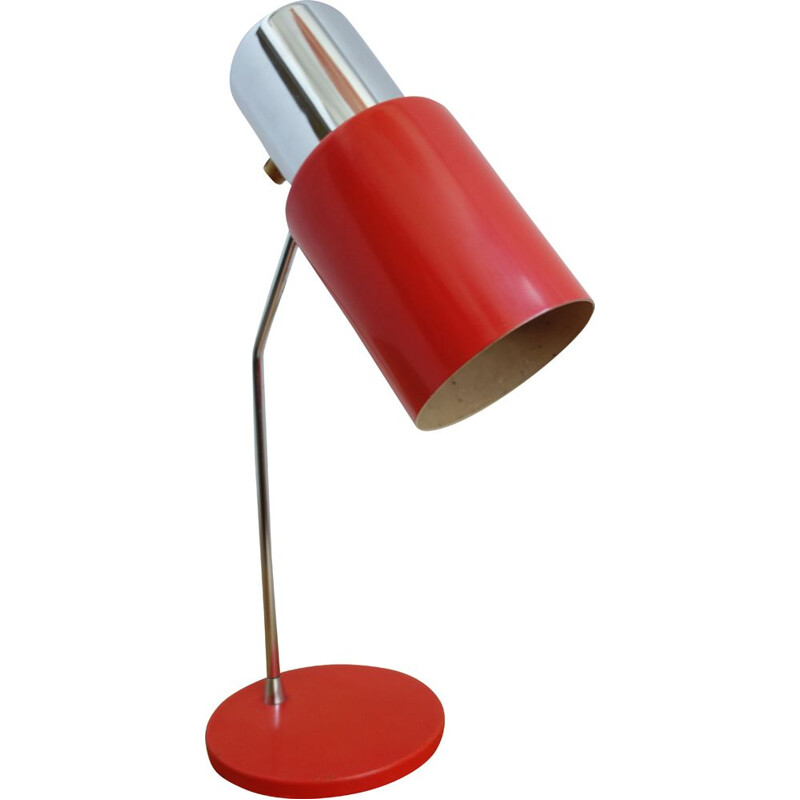 Vintage red and chrome table lamp model 1636 by Josef Hurka for Napako, 1960