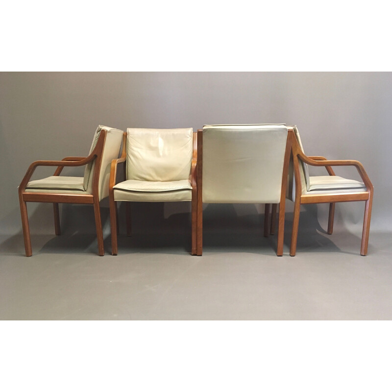 Suite of 4 vintage armchairs by Knoll Antimott