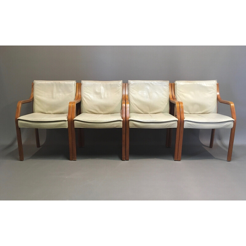 Suite of 4 vintage armchairs by Knoll Antimott