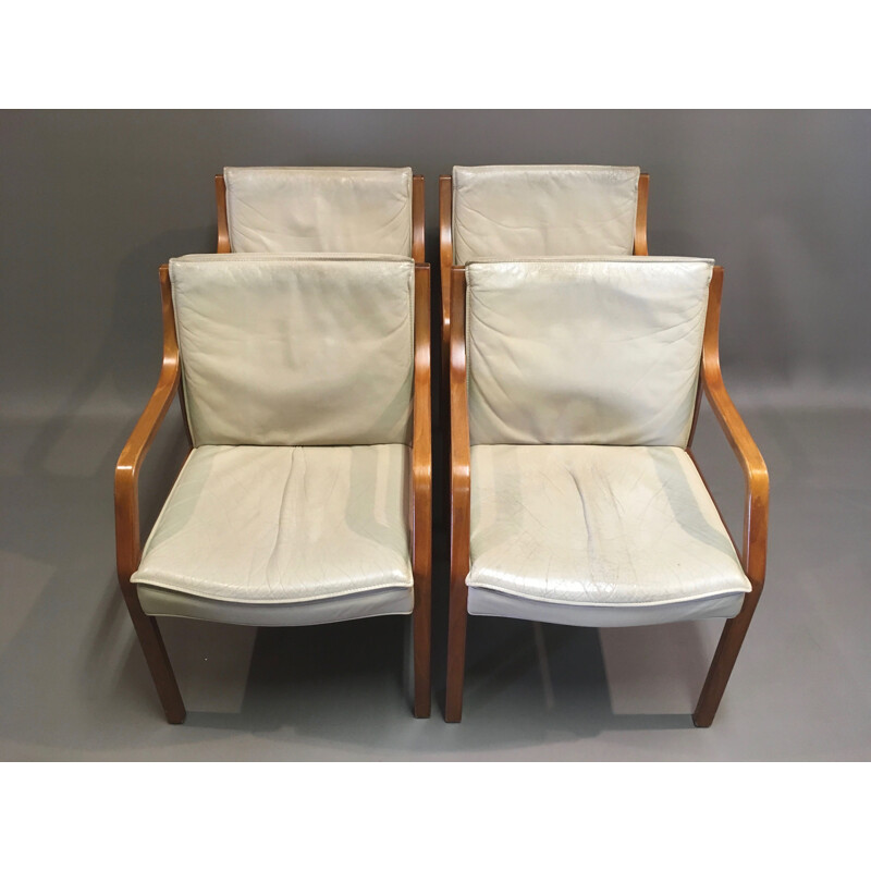 Suite of 4 vintage armchairs by Knoll Antimott
