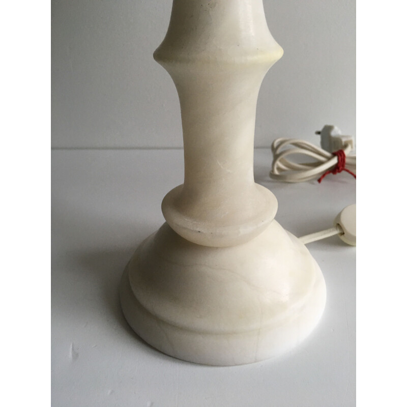 Vintage alabaster and red fabric lamp