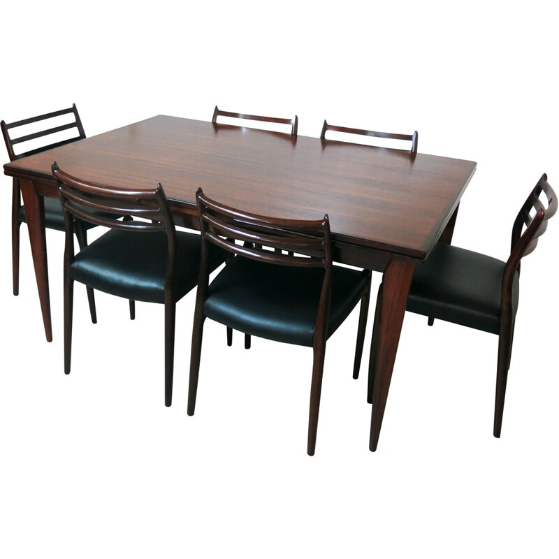 J.L. Møller Møbelfabrik rosewood dining set, Niels O. MOLLER - 1960s