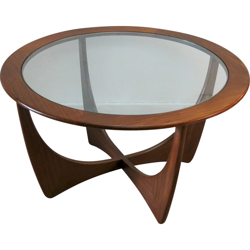 Table basse ronde en teck et verre, Victor WILKINS - 1960