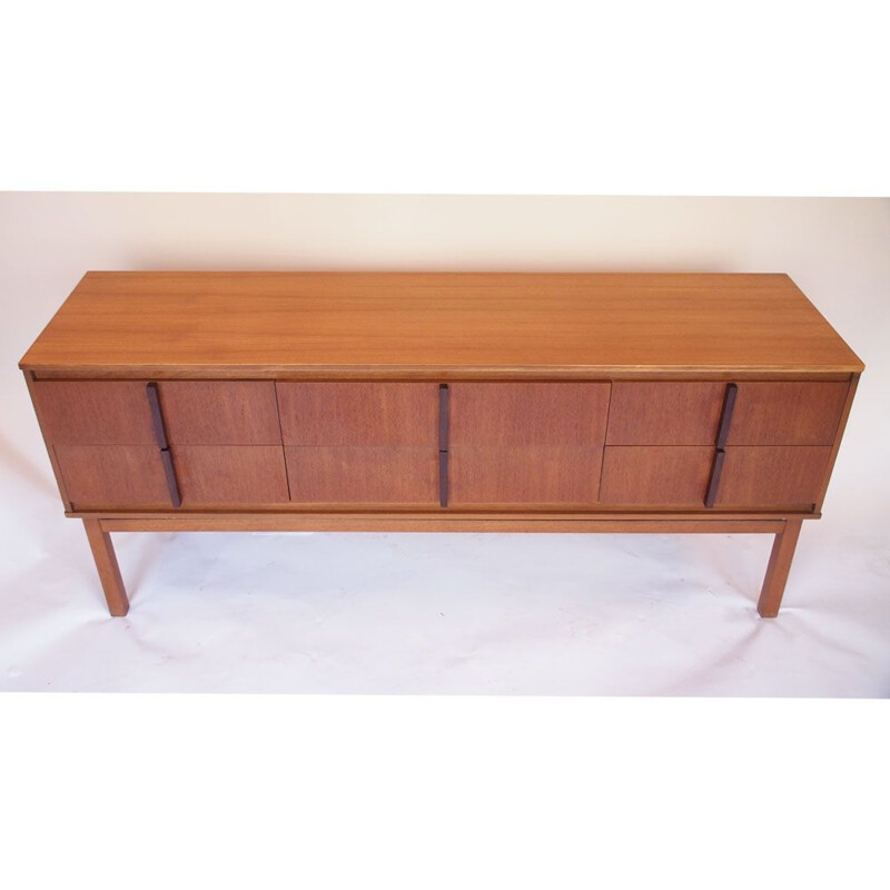 Vintage teak sideboard with 6 drawers, 1950s