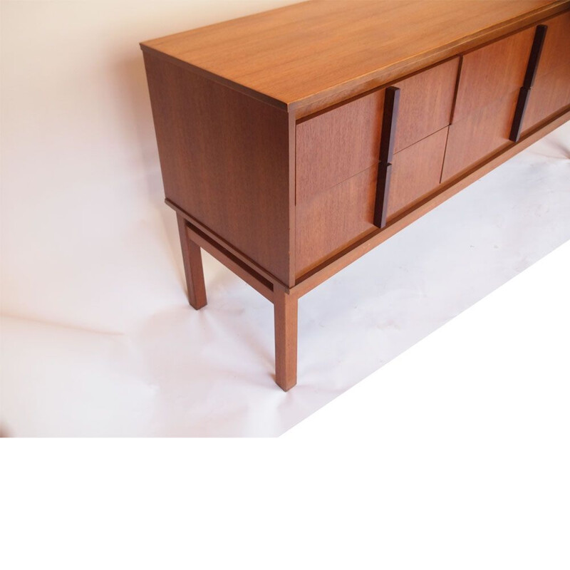 Vintage teak sideboard with 6 drawers, 1950s