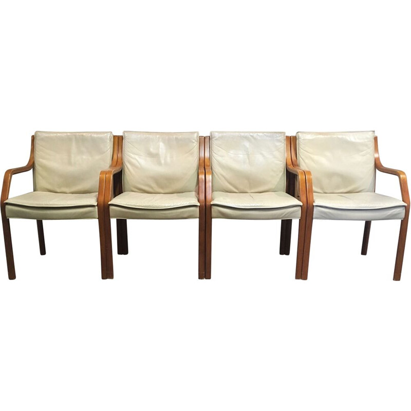 Suite of 4 vintage armchairs by Knoll Antimott