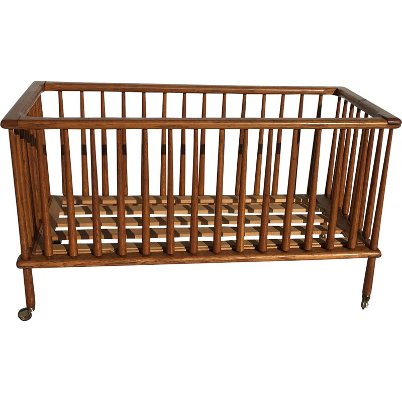 Vintage oak child's bed, 1950s