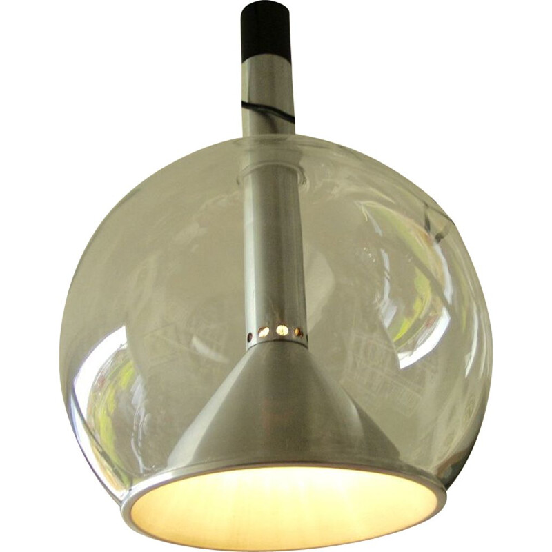 Large vintage aluminium pendant light by Frank Ligtelijn for Raak, 1960s