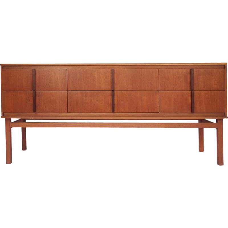 Vintage teak sideboard with 6 drawers, 1950s