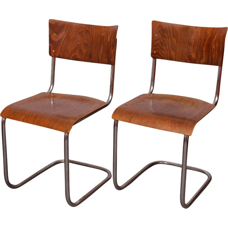 Pair of vintage chairs by Mart Stam by Kovona, 1940s