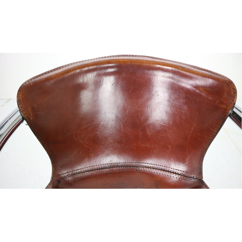 Lot de 4 chaises vintage en cuir pour Cidue, Italie 1970