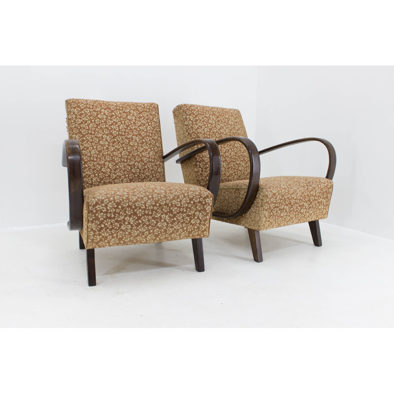 Set of 2 Art Deco vintage armchairs by Jindrich Halabala, 1940s