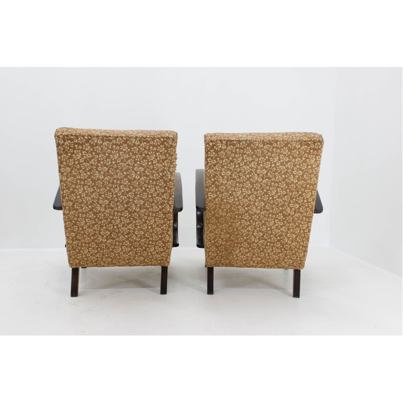 Set of 2 Art Deco vintage armchairs by Jindrich Halabala, 1940s