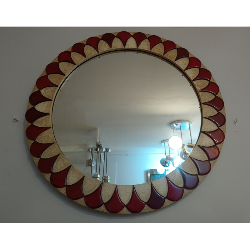 Grand miroir vintage géométrique, 1960