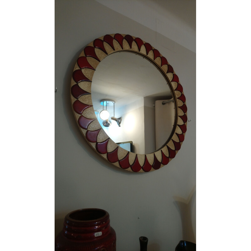 Large vintage geometric mirror, 1960