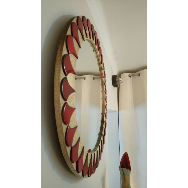 Large vintage geometric mirror, 1960