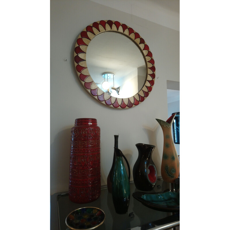 Grand miroir vintage géométrique, 1960