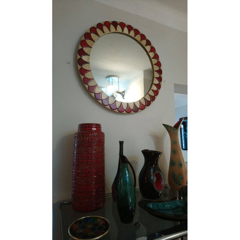 Large vintage geometric mirror, 1960