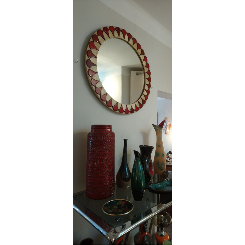 Large vintage geometric mirror, 1960