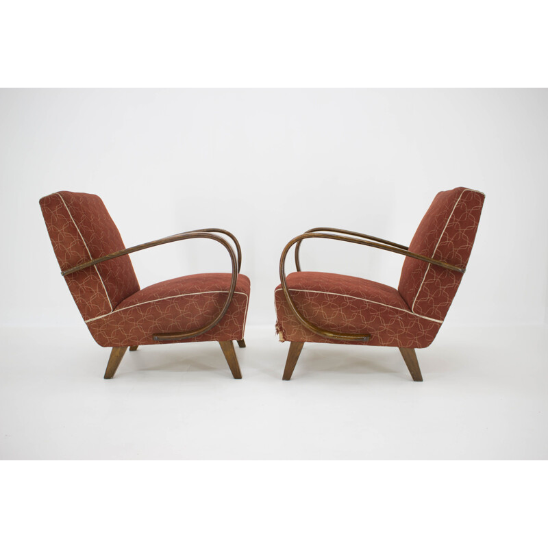 Set of 2 Art Deco vintage armchairs by Jindrich Halabala, 1940s