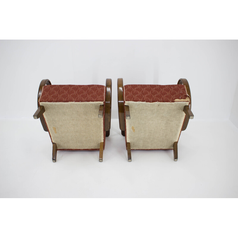 Set of 2 Art Deco vintage armchairs by Jindrich Halabala, 1940s