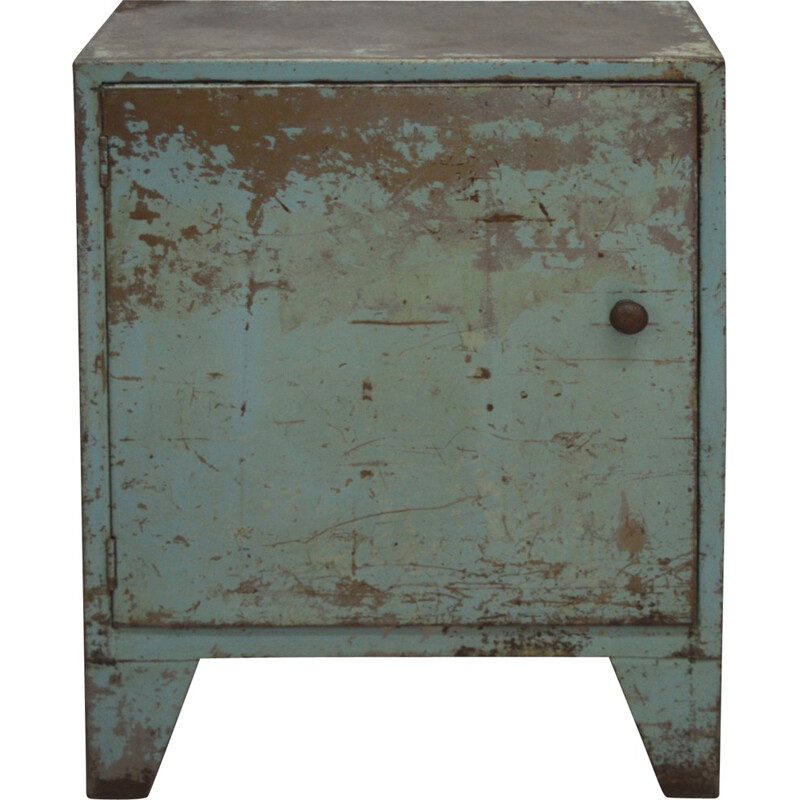 Vintage retro industrial cabinet in metal slim blue - 1960s