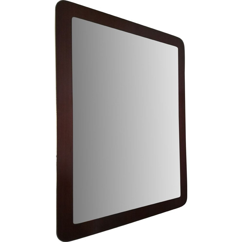 Vintage brass and wood mirror, 1960