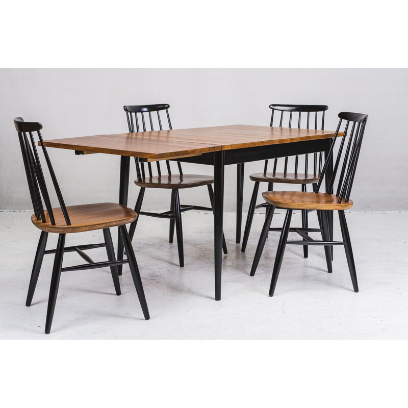 Vintage dining set with table and 4 chairs by Ilmari Tapiovaara, 1950s