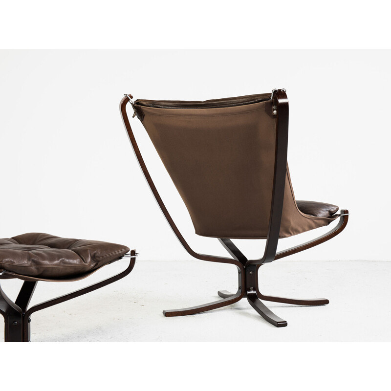 Vintage Falcon chair and ottoman by Sigurd Ressell for Vatne Möbler, 1970s